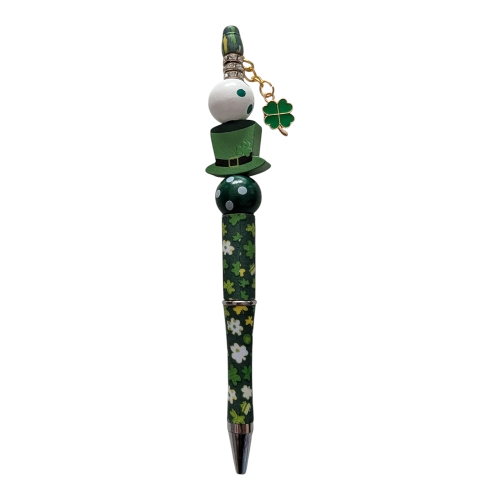 Hand Crafted Pen green st. Patrick's Day shamrock bling sparkle  H-015